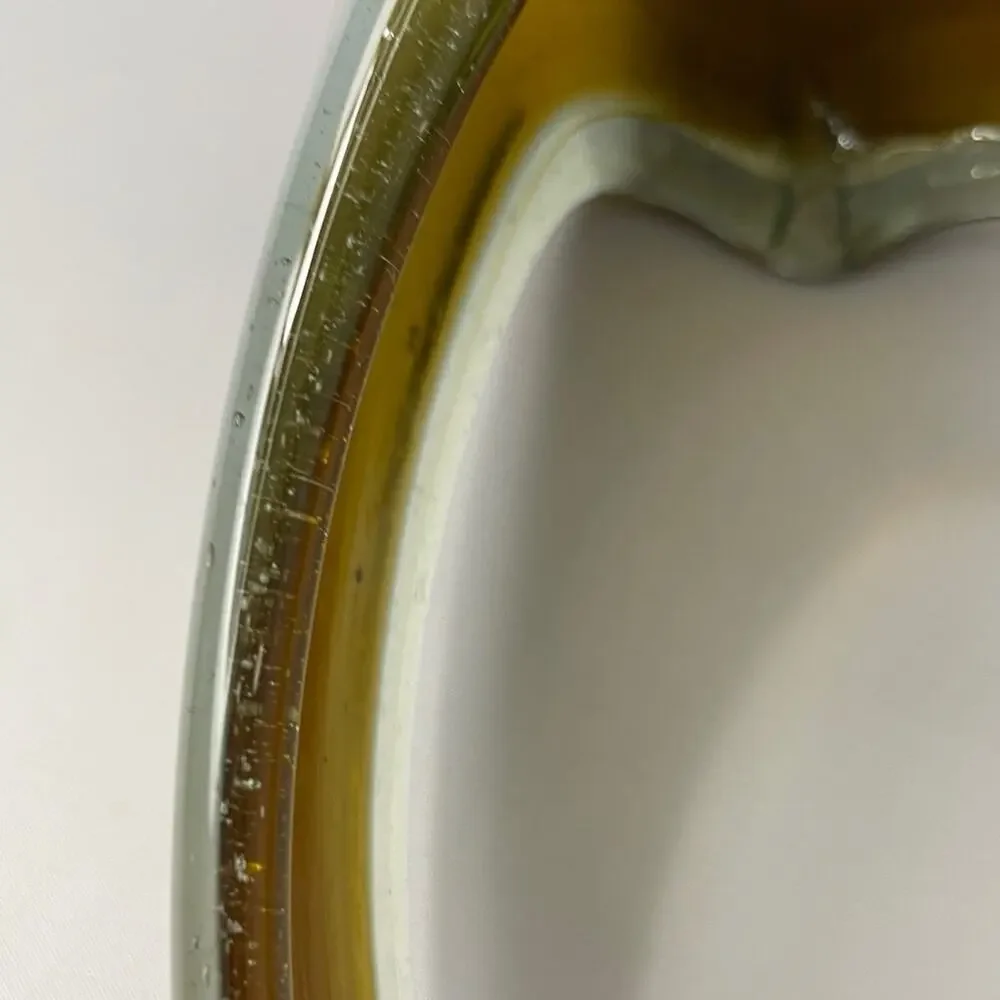 Hand Blown Stretch Art Glass Basket Vase MCM Amber Brown 11" - Picture 6 of 11